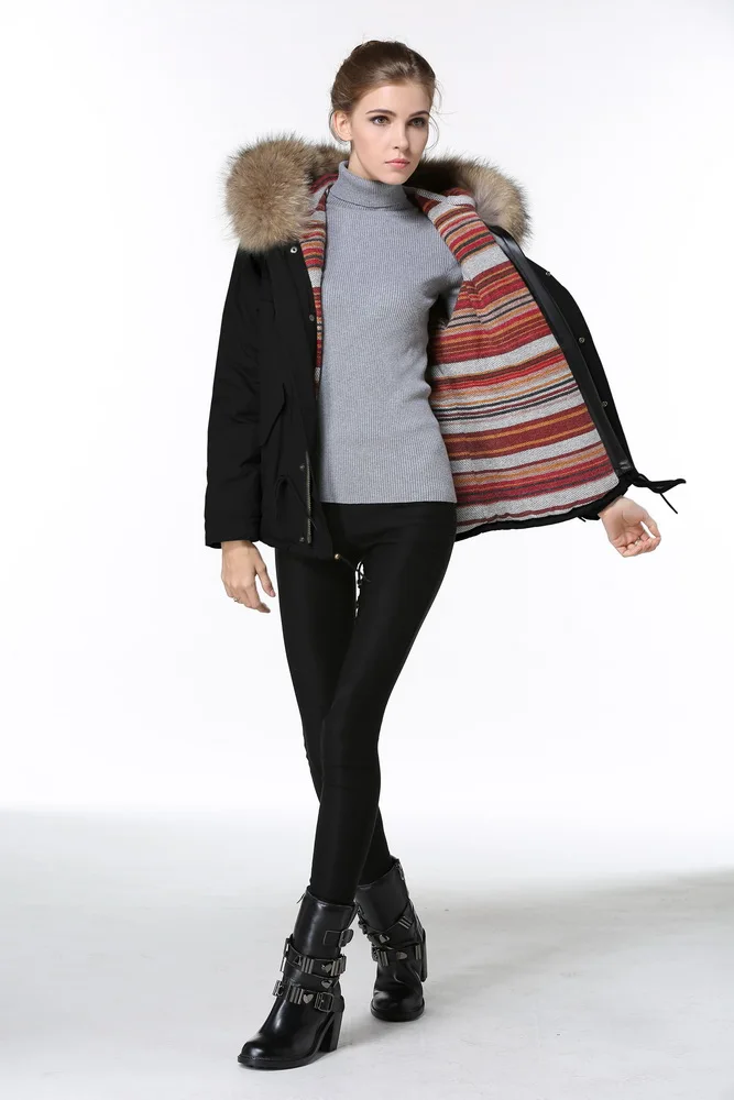 Новая модная зимняя женская куртка с большим воротником из натурального меха