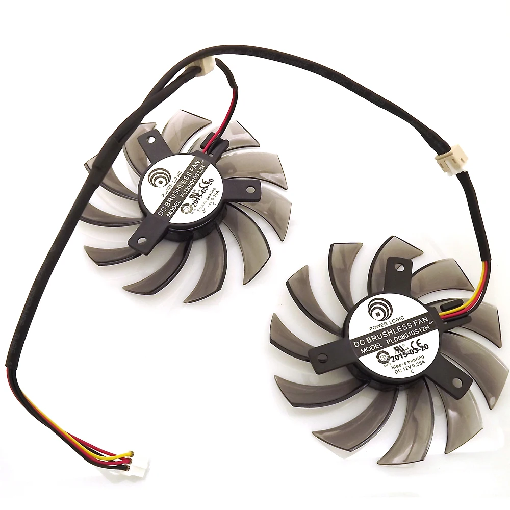Бесплатная доставка 2 шт./лот PLD08010S12H 3Pin 75 мм DC12V 0.25A 40*40*40 для видеокарты GIGABYTE кулер