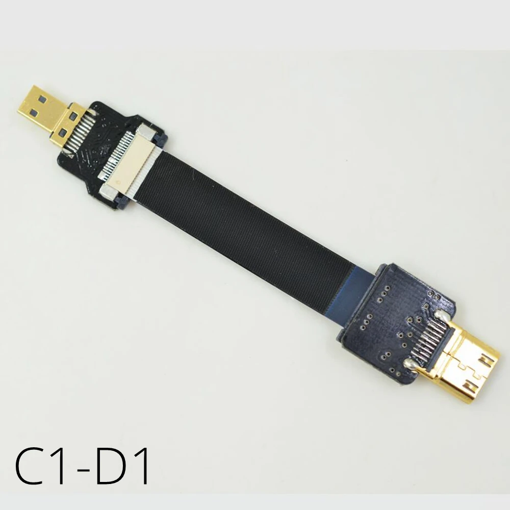 Плоский тонкий кабель FPV Mini HDMI к Micro MiniHDMI микроhdmi Угловой Мужской и Женский для HDTV