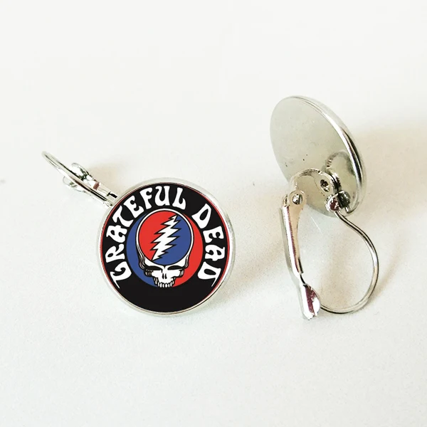 Grateful Dead band серьги выпуклые купольные стеклянные для любителей музыки аксессуары