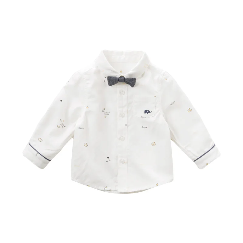 DBW11026-1 dave bella baby boys autumn infant printed shirt toddler top children tees long sleeve clothes - Цвет: cat print