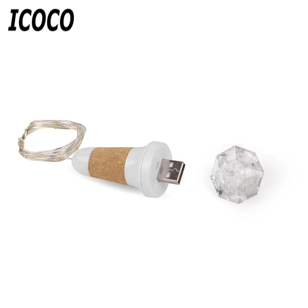 ICOCO USB Романтический светодиодный пробковая лампа бар перезаряжаемая пробка для