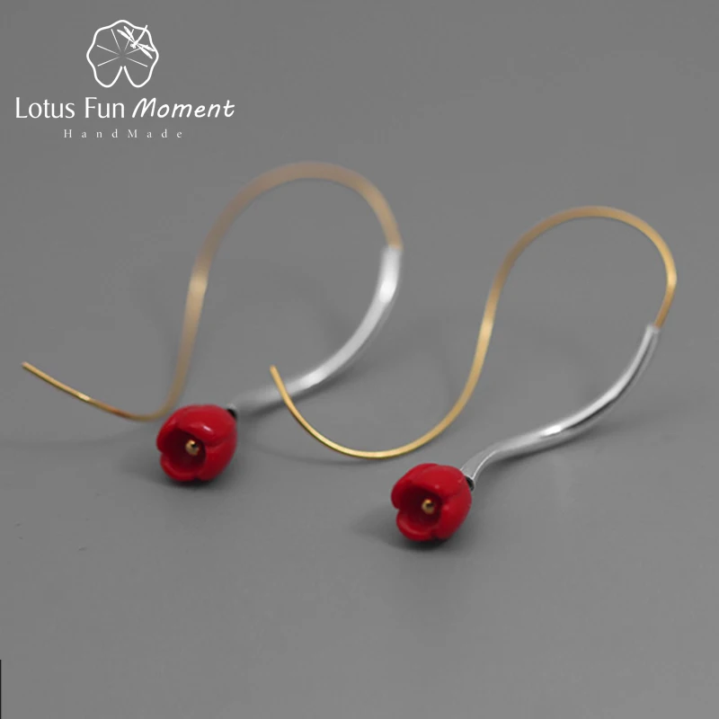 Lotus весело момент Настоящее серебро 925 проба творческий ручной работы дизайнер