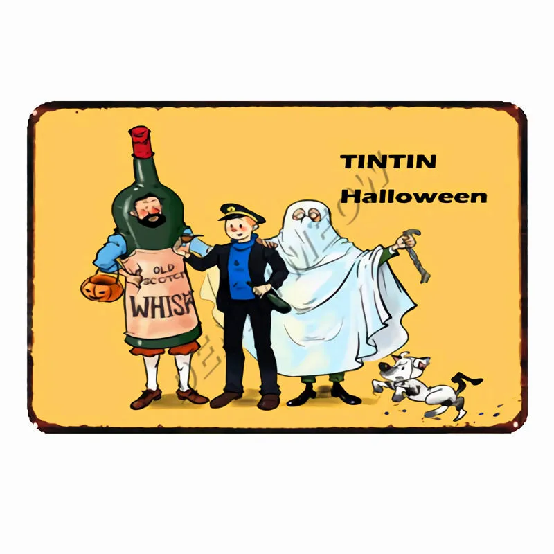 Tintin Catoon Movie Tin Sign Metal Plate Vintage Wall Art Poster Iron Painting Bar Coffee Kids Room Wall Craft Home Decor WY66 - Цвет: 22