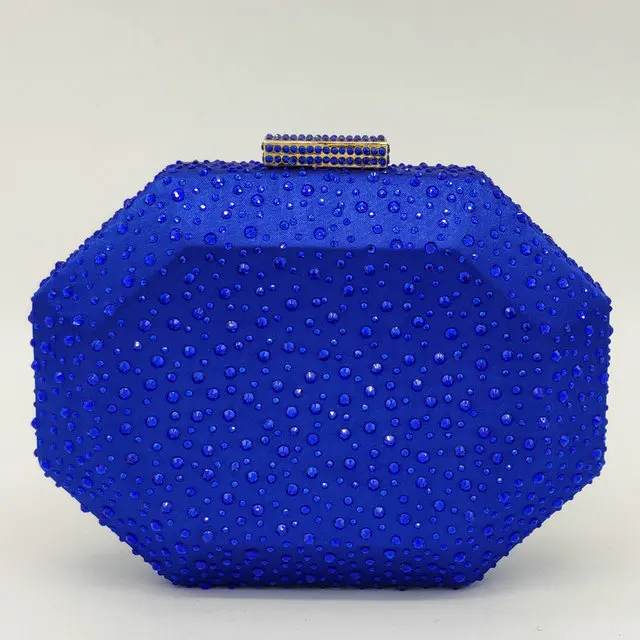 Blue Evening Bag Бутик De FGG изысканный, на каждый день женские хрустальные клатчи вечерние сумки Жесткий Чехол роскошные сумки женские металлические клатчи Свадебный Кошелек - Цвет: Blue Evening Bag