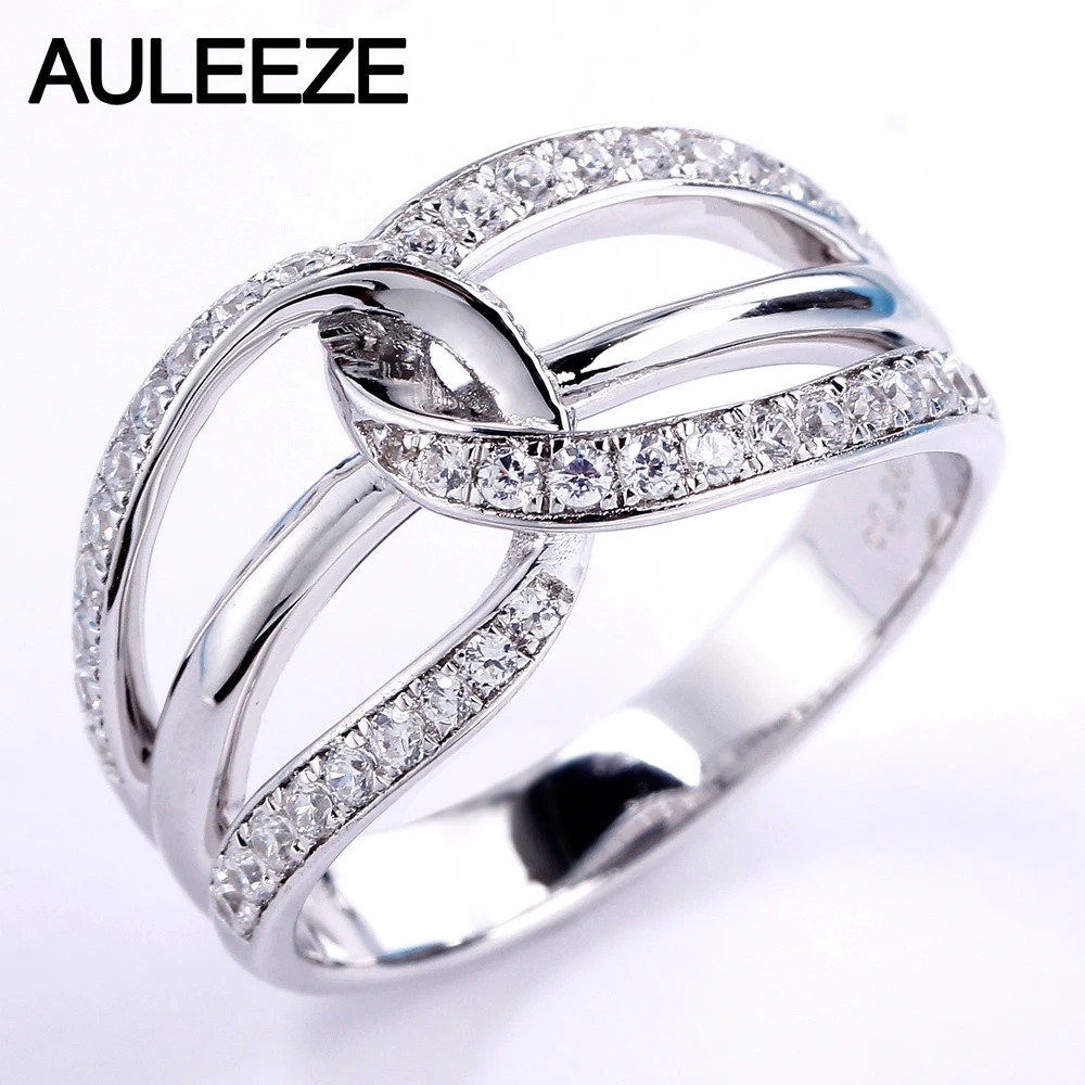 

Женское золотое кольцо с натуральными бриллиантами AULEEZE, обручальное кольцо из 18-каратного белого золота с натуральными бриллиантами, обру...