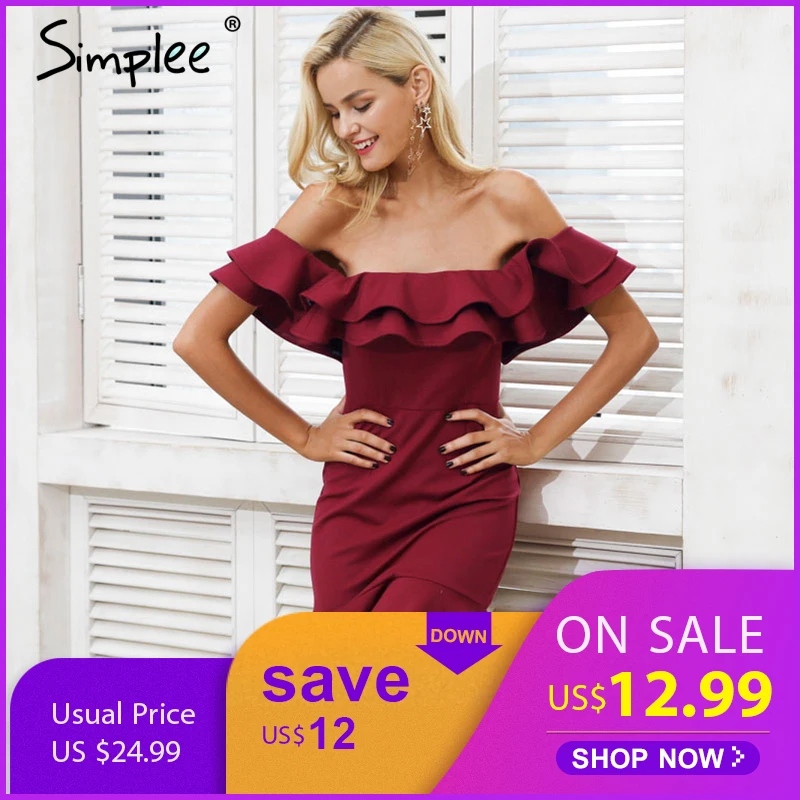 Осеннее и зимнее женское платье Simplee с оборками открытой спиной 2019 элегантное