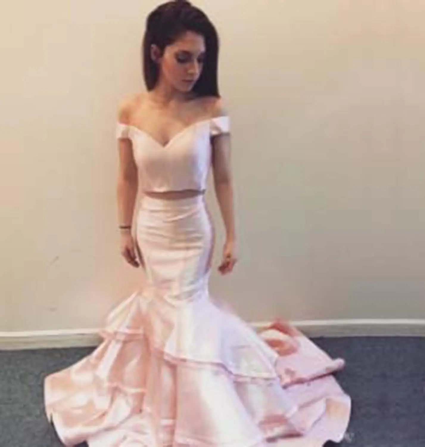 pink color Платье для выпускного вечера из двух частей, корсаж, Русалка, Vestidos de fiesta largos elegantes de Gala, бальное платье, вечерние платья, торжественные платья jurken - Цвет: pink color