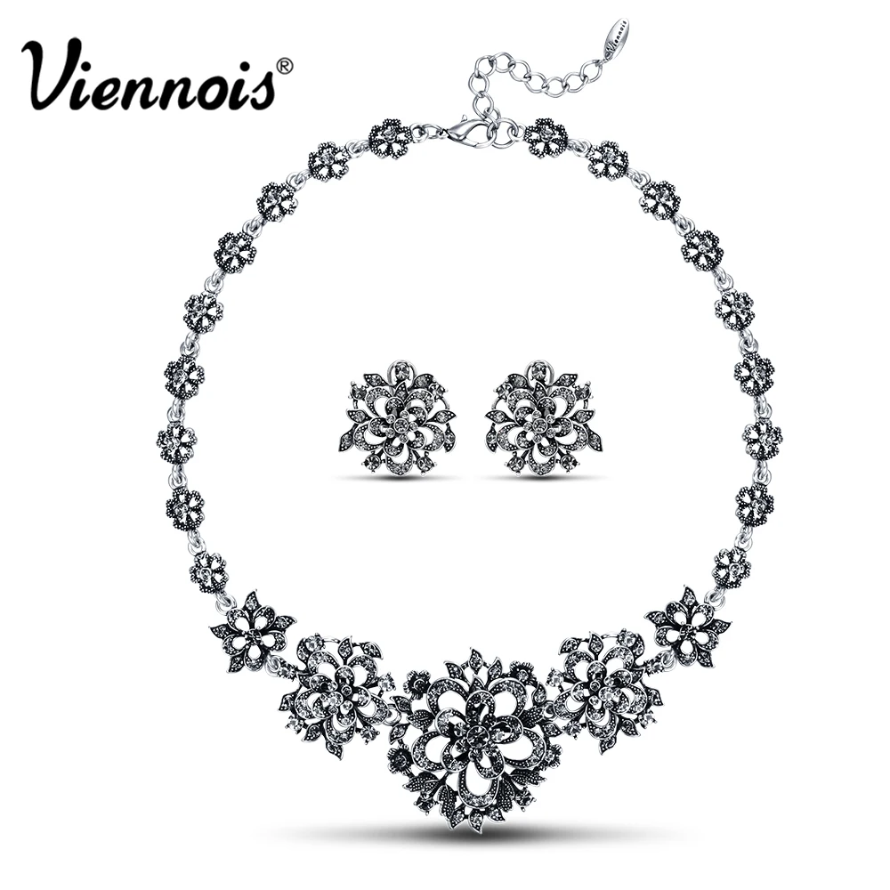 Viennois Модные Ювелирные наборы для женщин полые цветочные ожерелья и серьги