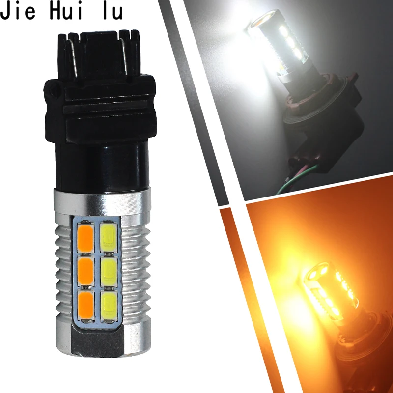 2 шт. 1157 3157 7443 5630 22 SMD Янтарный/белый светодиодный 12 В Двухцветные светодиодные