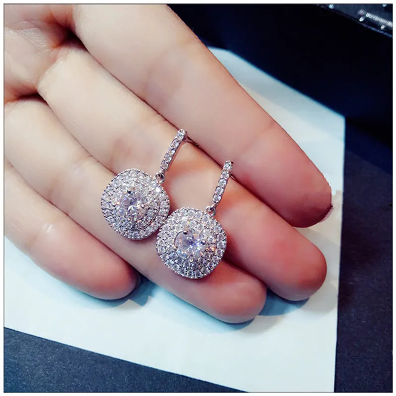Серьги-капли для женщин, настоящее Серебро S925 пробы, хорошее ювелирное изделие, темперамент, простые, Роскошные, кубический цирконий, элегантные Стразы Aretes