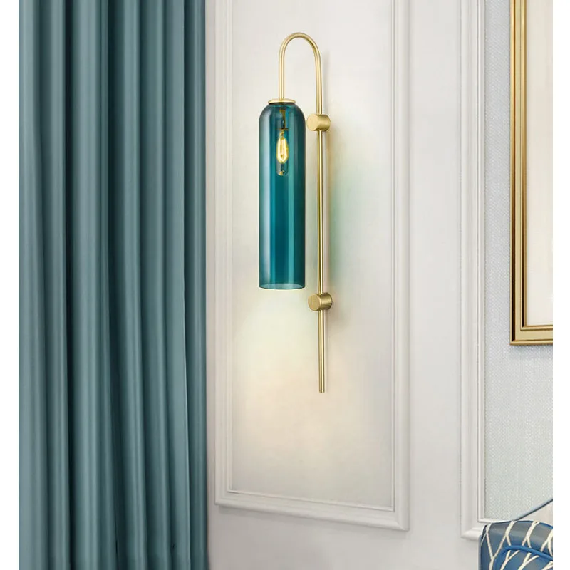 Арт деко синий и белый стеклянный настенный светильник для гостиной спальни