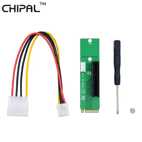 Переходник CHIPAL NGFF M.2 в PCI-E 4X 1X Riser Card M2 M Key, конвертер адаптера PCIe с 4-контактным кабелем питания для расширения PCI Express