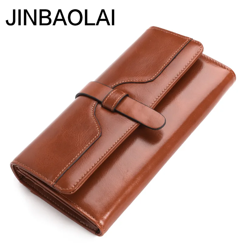JINBAOLAI Фирменная Новинка 100% натуральной Пара Длинный кошелек Твердые из кожи Для