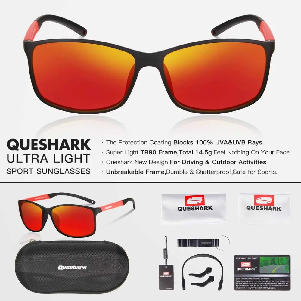BOR Легкие поляризационные солнцезащитные очки QUESHARK для рыбалки Uv400 TR90, оправа для рыбаков, Походов, Кемпинга, катания на лыжах, спортивные очки для рыбалки - Цвет: BOR