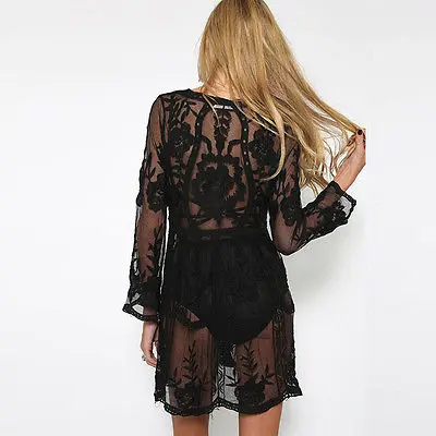 

2017 Lovely Women Bathing Suit Lace Crochet Bikini Swimwear Cover Up Beach Dress