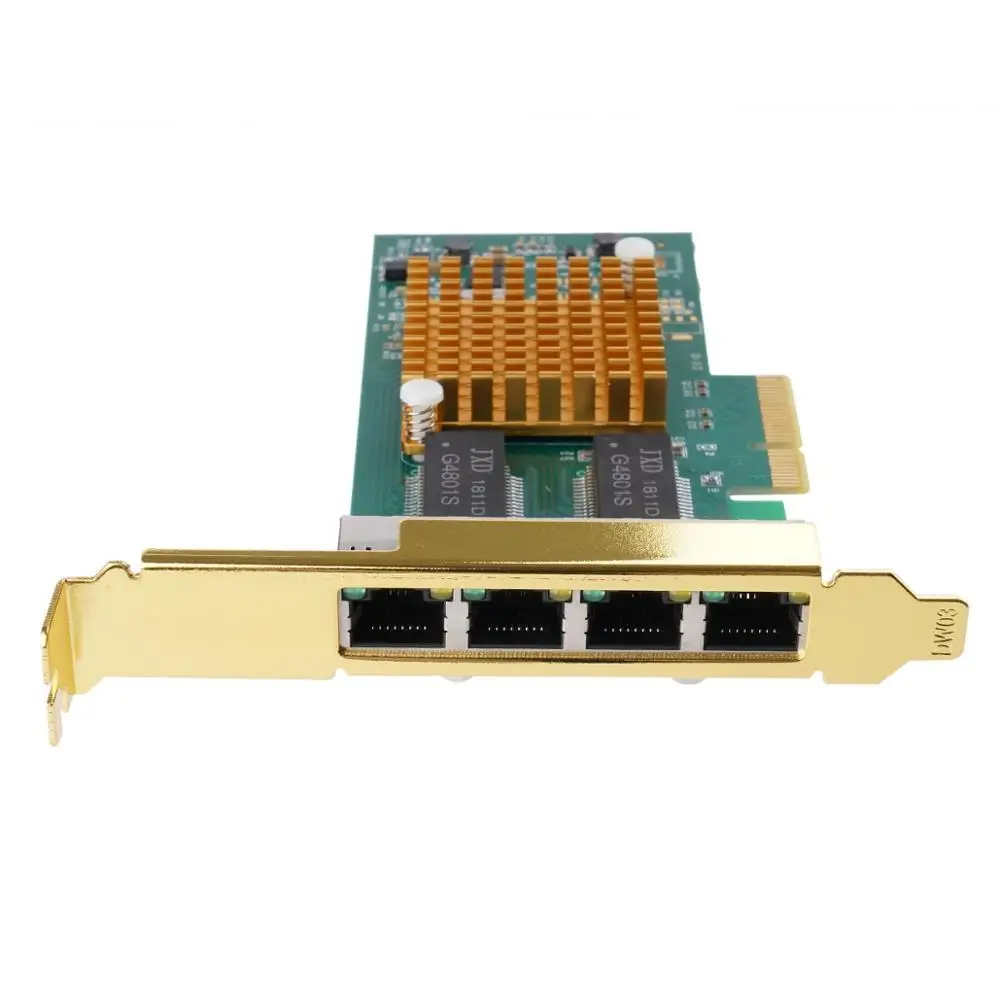 Сетевая карта ORICO с 4 портами, гигабитный Ethernet, PCI-Express, сетевая карта, 1000 м, PCIE RJ45, INTEL I350, чип, сетевой адаптер для ПК, настольный компьютер - Цвет: Черный