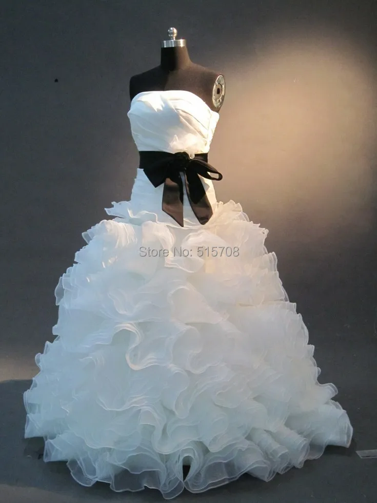 

Real Photo Wedding Dresses Strapless Lace Up in Back Court Train Ball Gown Organza Pleats Church Garden Bridal Dress