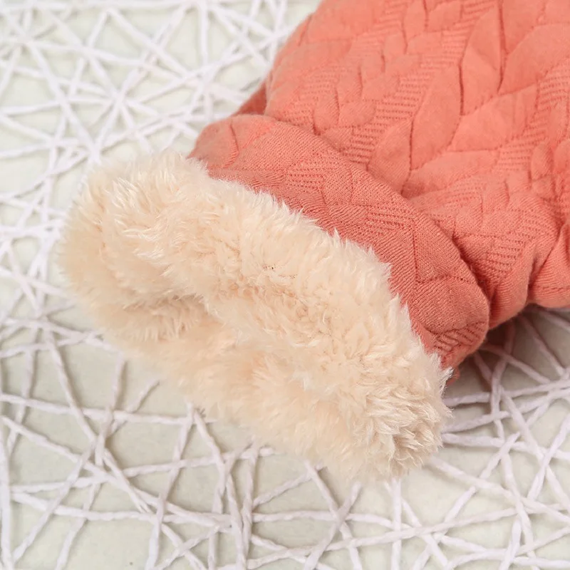 Зимняя одежда для малышей утепленный шерстяной комбинезон с капюшоном маленьких