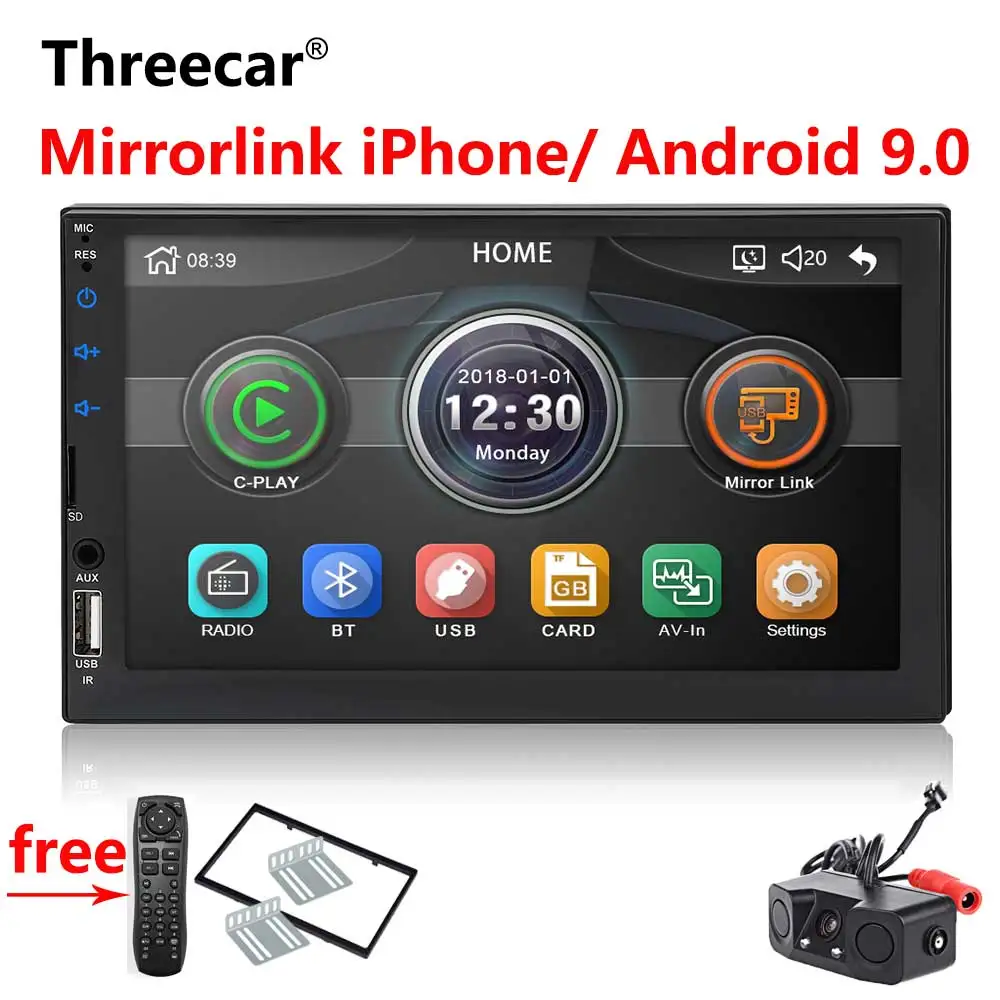 pz451 Встроенное Зеркало Ссылка iPhone Android 9,0 2din автомобильный Радио 7 дюймов Bluetooth USB заднего вида Камера MP5 плеер один DIN Авторадио - Цвет: pz451