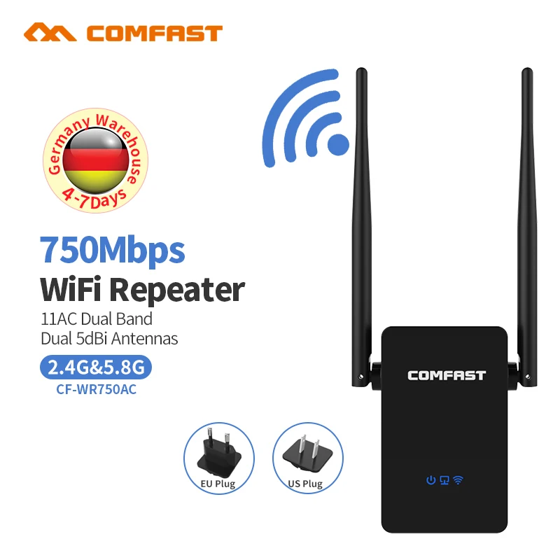 Wi Fi ретранслятор 750 Мбит/с двухдиапазонный беспроводной сетевой 10dBi антенна
