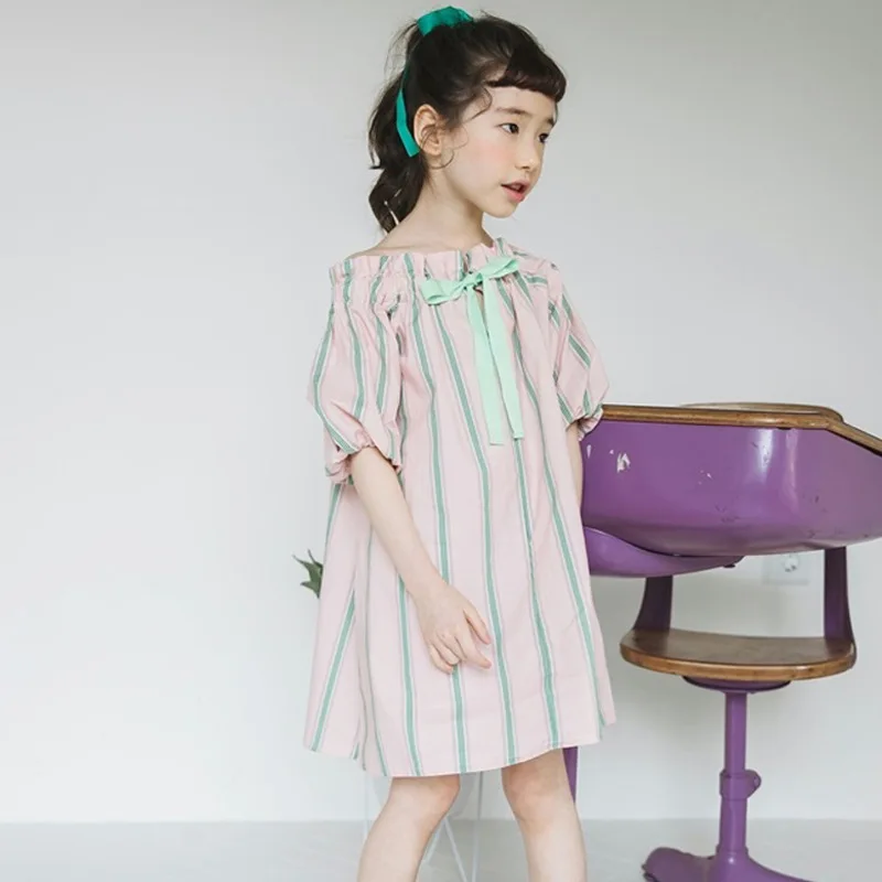 lantern sleeve dot loose kids party dress for girls cotton bow baby dresses clothing summer 2018 princess clothes | Детская одежда и