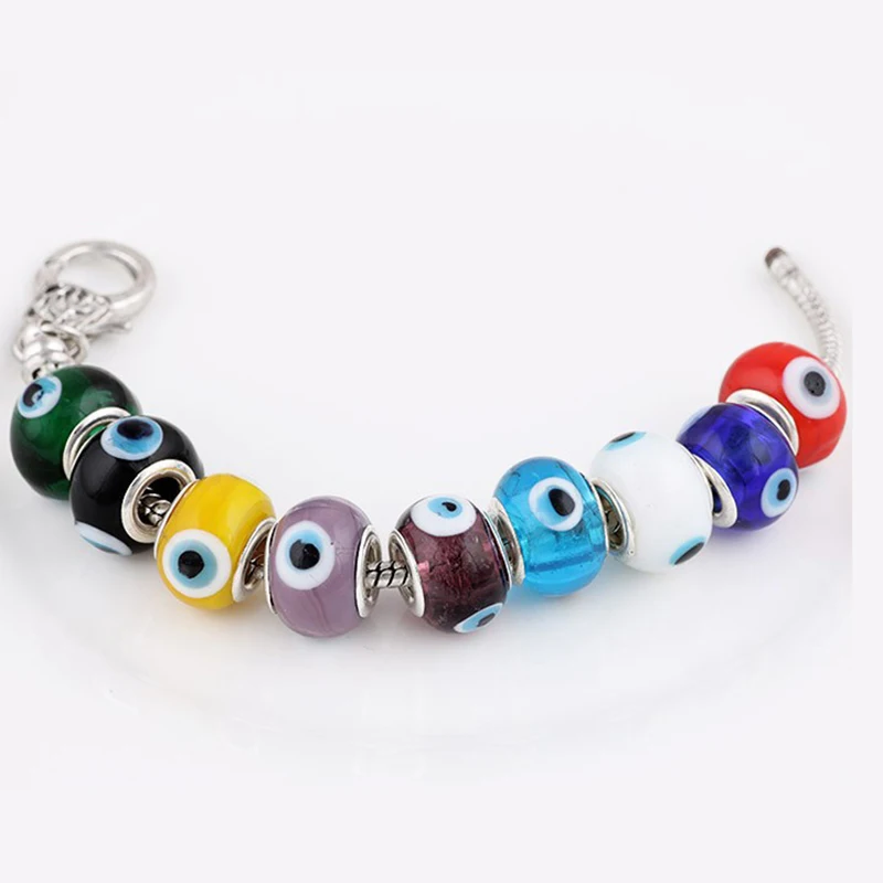 Стеклянные бусины с изображением сглаза 9 х14 мм|for pandora|glass beads roundczech bead |