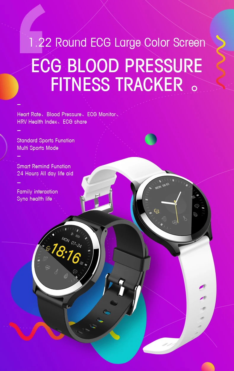 B65 Смарт-часы водонепроницаемые спортивные Smartband ЭКГ+ PPG кровяное давление монитор сердечного ритма мульти-спортивный режим фитнес-браслет