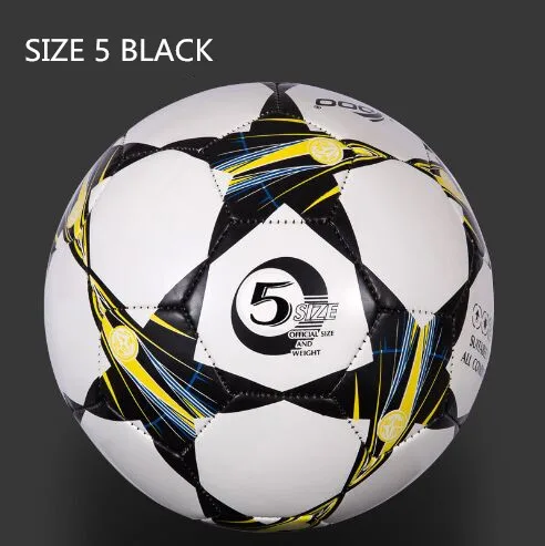 BLACKSIZE 5 Футбольный мяч, размер 5 Размер 4 футбольный мяч ПУ гранулы бесшовные матч Чемпион тренировочный мяч Оборудование Мягкий сенсорный ребенок - Цвет: BLACKSIZE 5