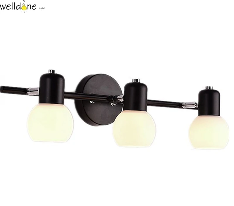 

LED wall mounted lamp modern style glass&iron light for bedroom bathroom vanity 3/4 heads free shipping