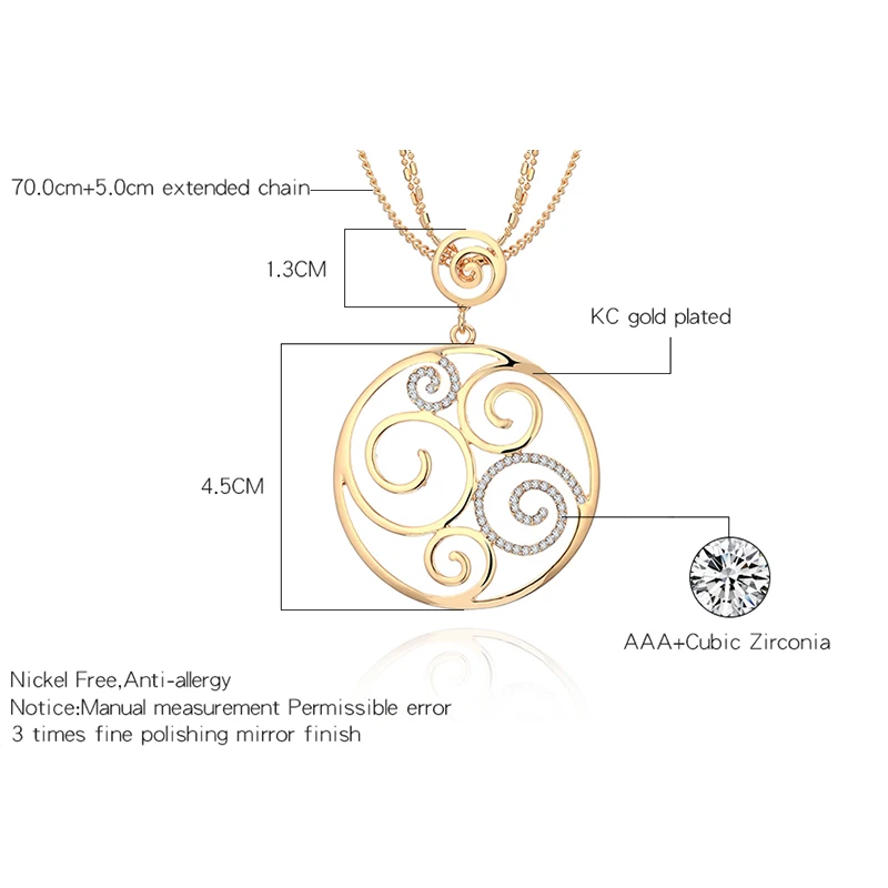 

Statement Big Round Pendant Necklace for Women Gold Crystal Hollow Pattern Geometric Necklace 2019 Fashion Jewelry Women Gift