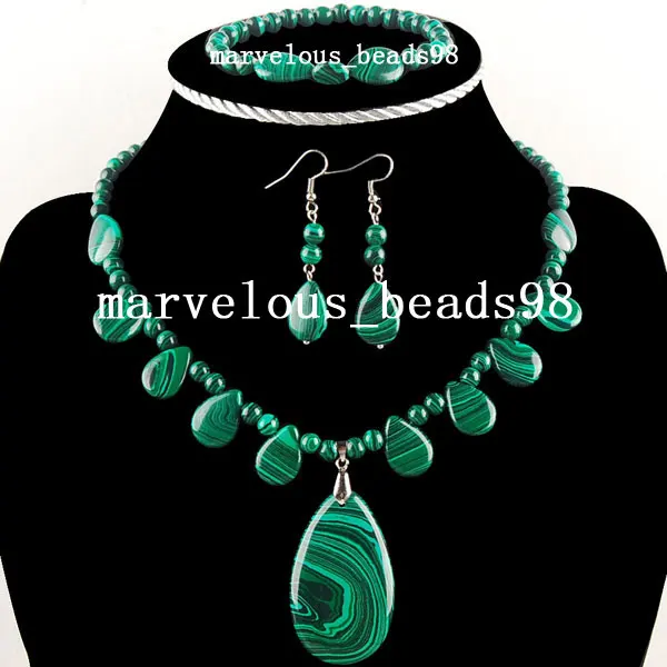 Бесплатная доставка красивые ювелирные шарики из Малахита капли воды ожерелье