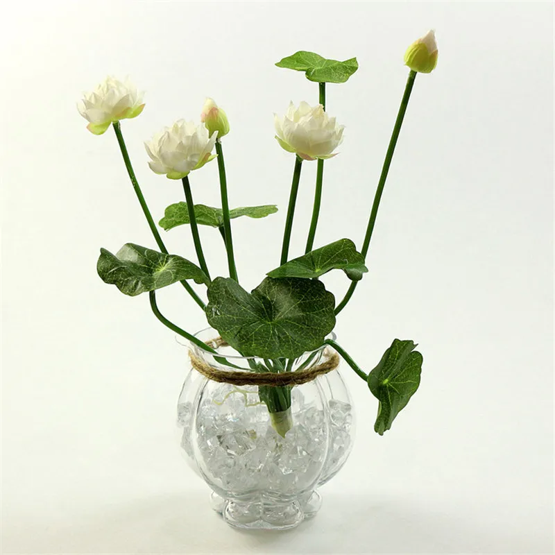 46cm Simulation small lotus flowers fake PU water lily DIY home wedding garden table home decor plant flores artificiales gift
