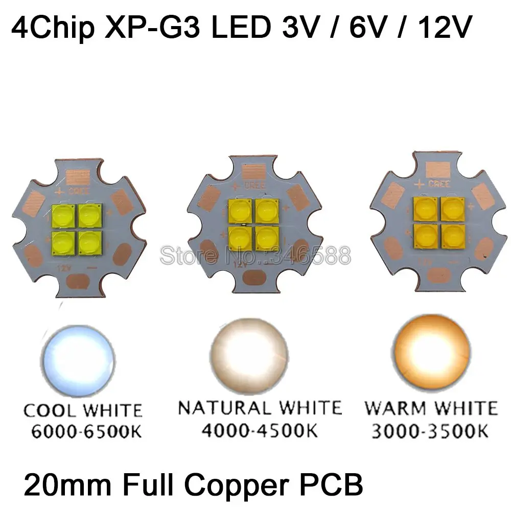 Фото Светодиодный чип излучатель 3 В/6 в/12 В Cree XPG3 4 чипа светодиода 24 Вт холодный белый