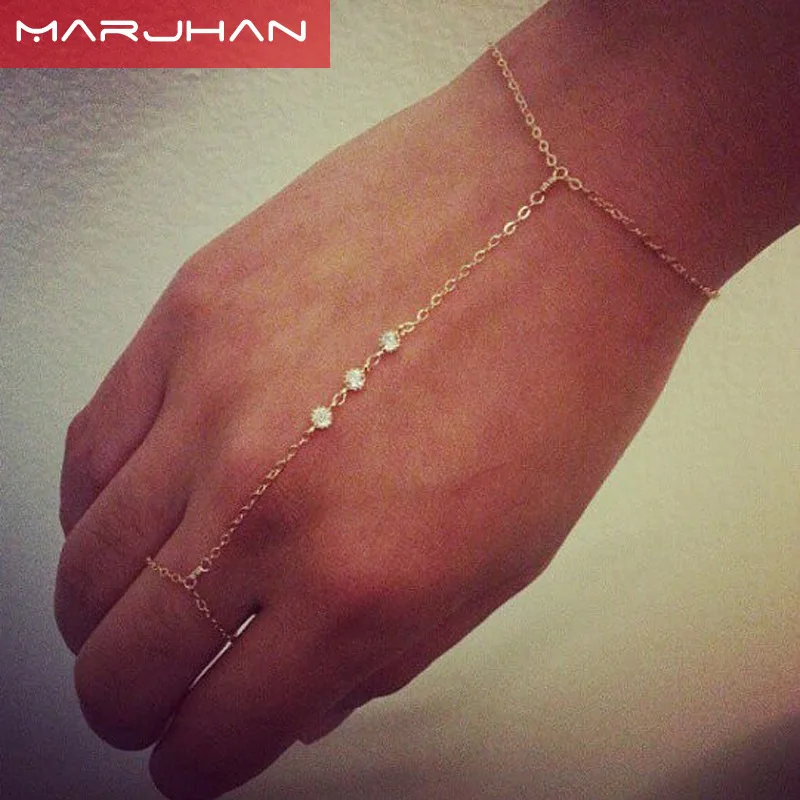 Новый стиль браслет кристалл циркония Дамская цепочка на палец женский pulseras femme