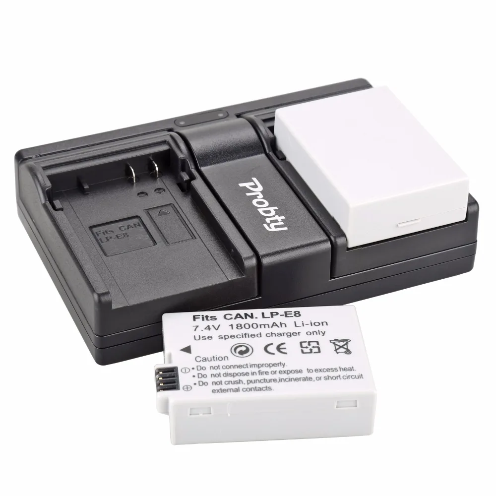 Probty 2 шт. LP E8 батарея + двойное зарядное устройство для Canon 550D 600D 650D 700D Digital X4 X5 X6i X7i