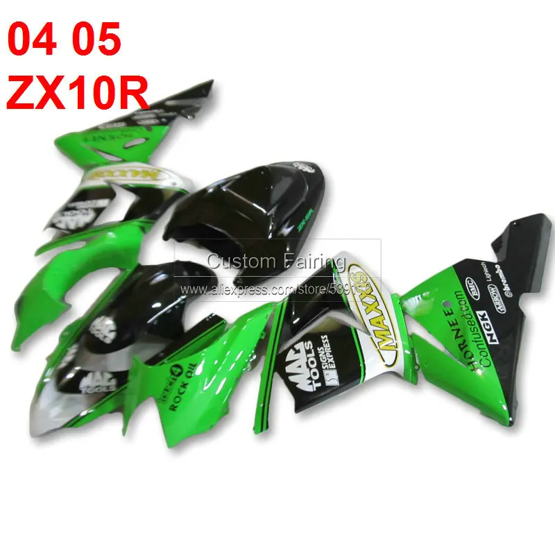 Зеленый комплект обтекателей для Kawasaki ZX10R Ninja zx 10r 2005 2004 золотые наклейки 05 04