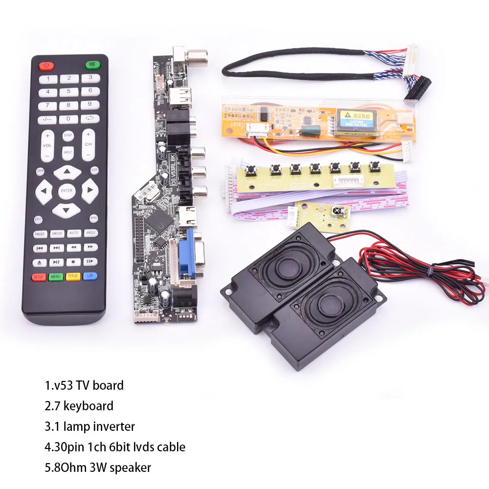 V53 Универсальный ТВ lcd плата управления 10-42 дюймов lvds драйвер платы ТВ VGA AV HDMI USB DS. V53RL. BK полный комплект для LTN154AT01