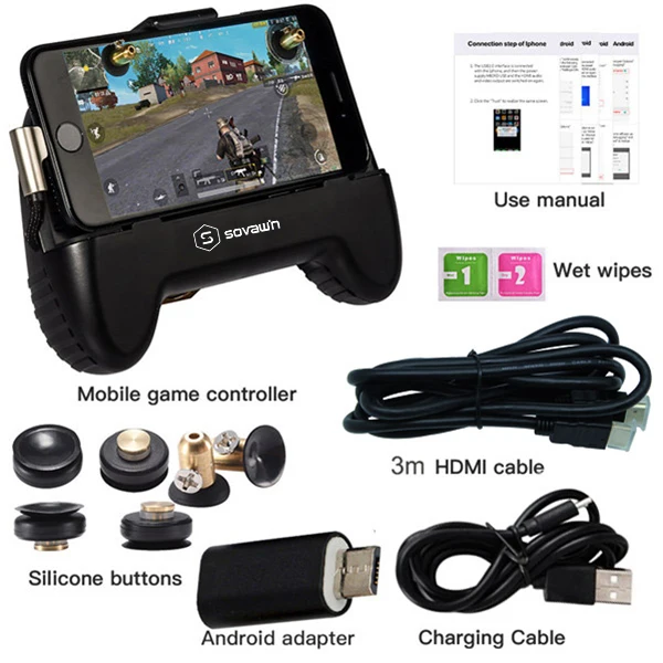 SH-HDMI-Android-3m PUPG мобильный игровой контроллер триггер HDMI дисплей телефон к телевизору проектор геймпад джойстик контроллер l1r1 подключи и играй для iphone - Цвет: SH-HDMI-Android-3m