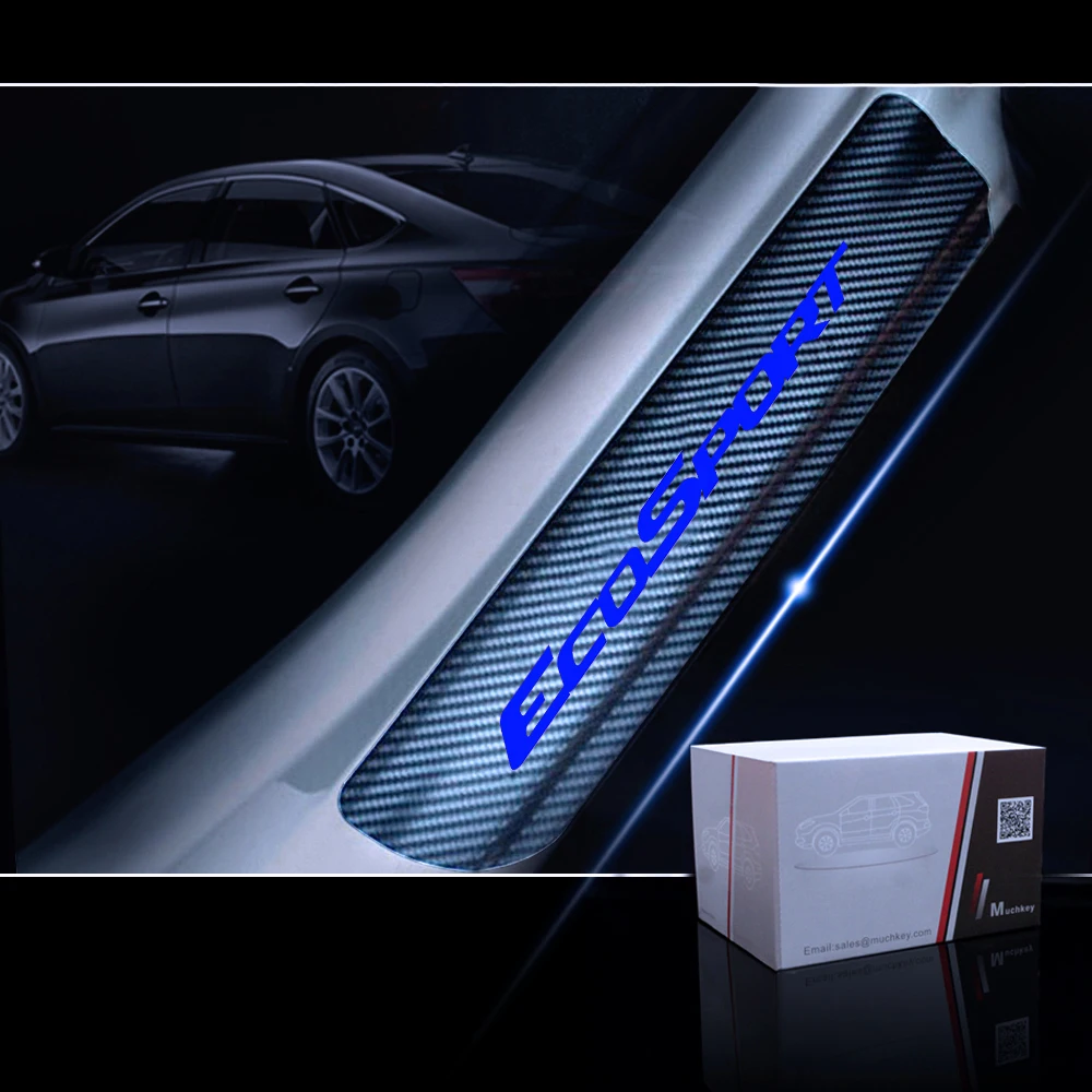 4 шт. виниловая Накладка на порог двери автомобиля из углеродного волокна для Ford ECOSPORT Накладка на порог двери автомобиля приветственные наклейки для украшения педали