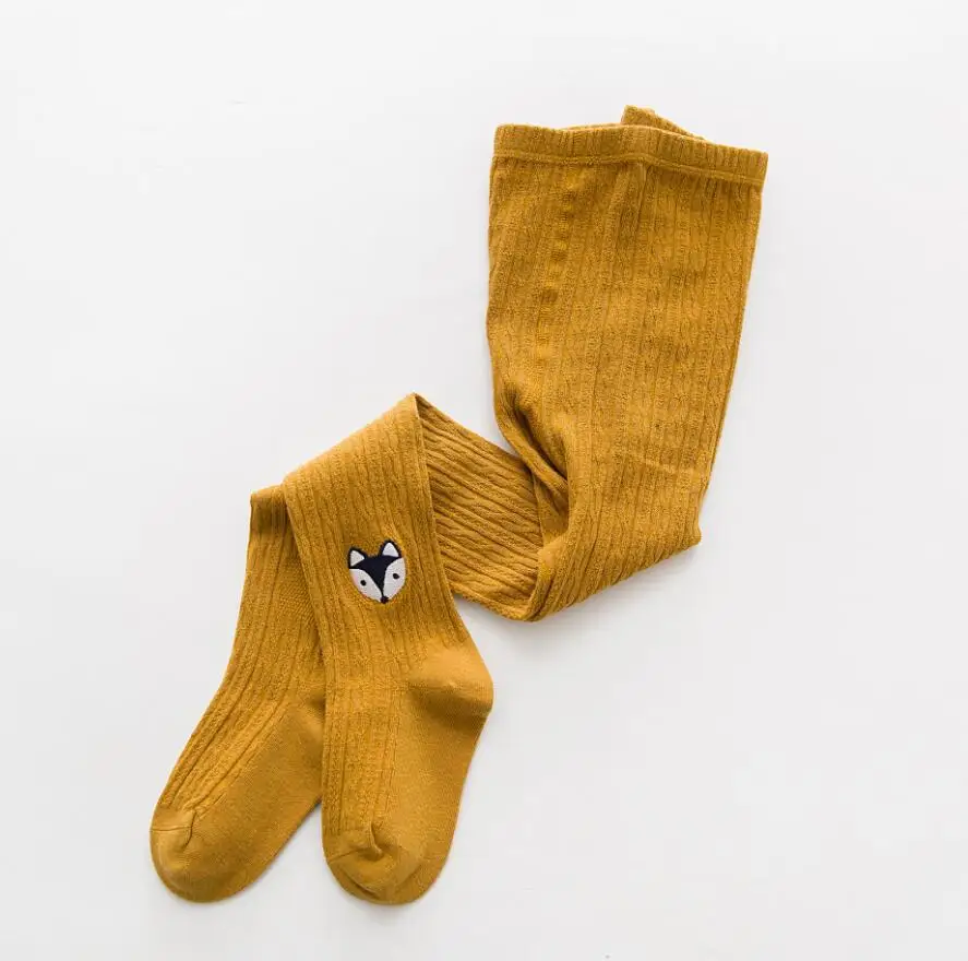 dark yellow Xisayababy новые хлопковые мягкие детские колготки для девочек с принтом из мультфильма, вязаные колготки для младенцев, дышащие, яркие детские гольфы для От 1 до 8 лет - Цвет: dark yellow