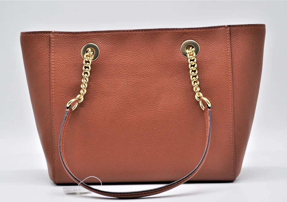 Coach Turnlock Chain Tote 27 из полированной галька кожи(1941 седло/золото) роскошные сумки для женщин сумки дизайнер от Coach