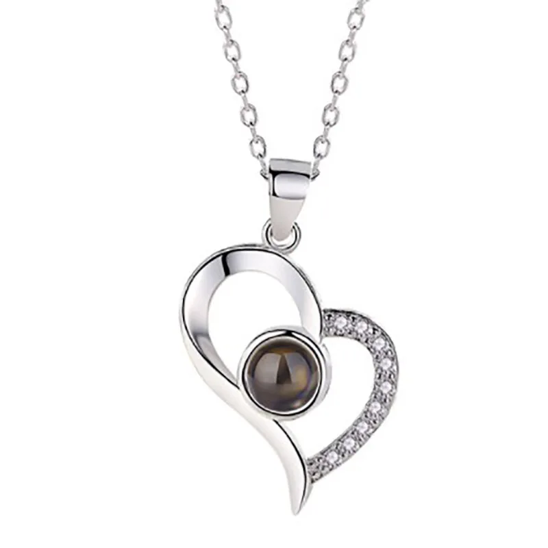 necklace 5 Высокое качество красивая красная роза цветок шкатулка с 100 язык Я ЛЮБЛЮ ТЕБЯ ожерелье для мать подруги подарок - Цвет: necklace 5