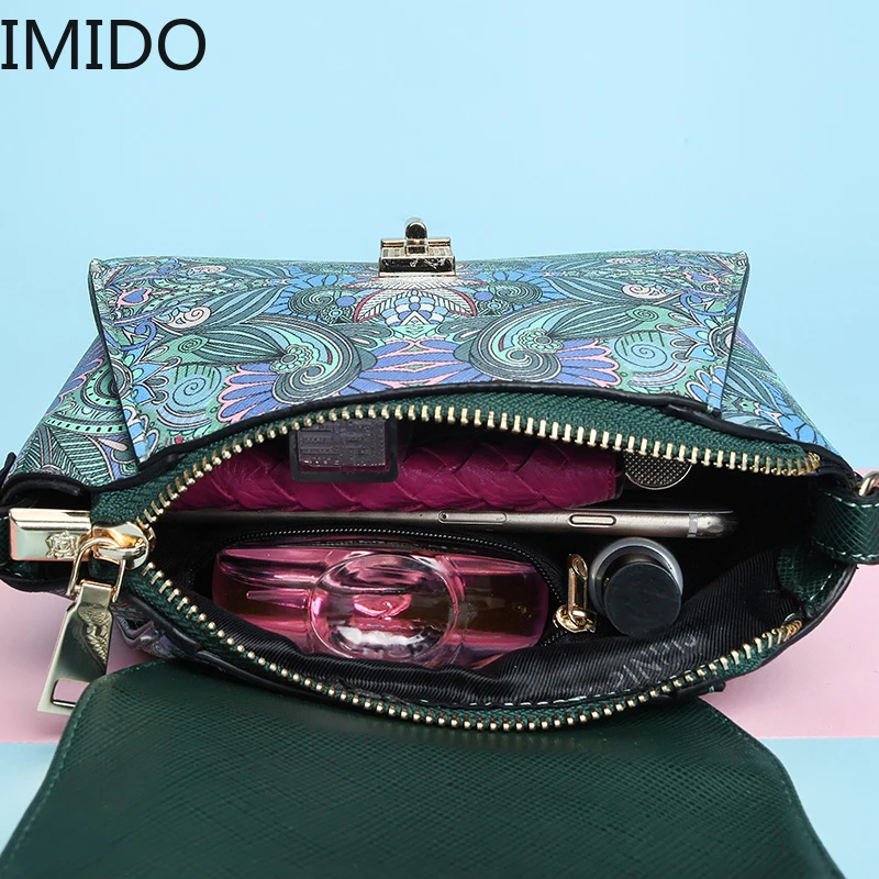 IMIDO 2019 Новая женская мини-сумка лесная зеленая трапециевидная сумка Дизайнерская