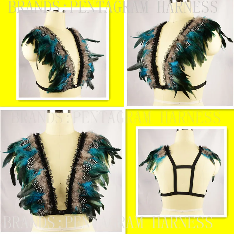 Женский бюстгальтер-бондаж обвязка на плечах короткий топ в виде крыльев для