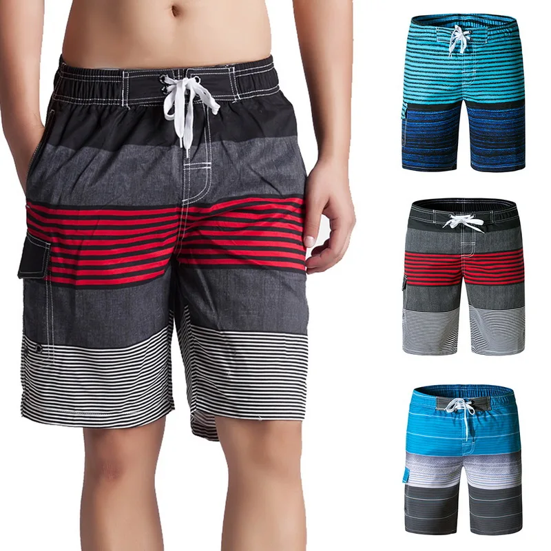 Мужские пляжные шорты в разноцветную полоску Sfit для бега быстросохнущие лето