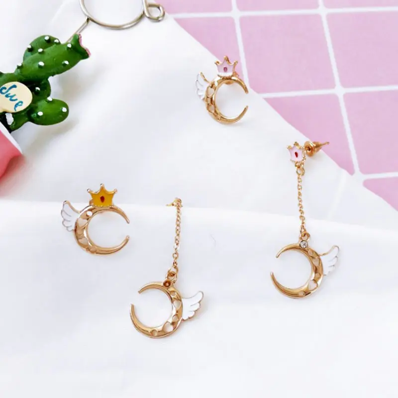 Серьги для Для женщин уха ручной работы с новолуние Корона розовый милые серьги