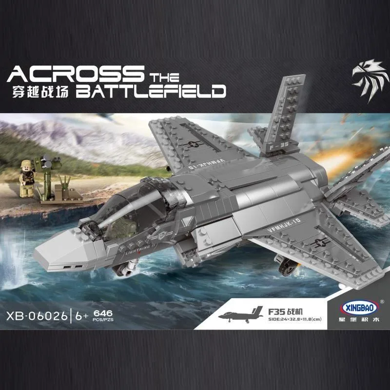 XINGBAO 06026 646PCS Military Series The F35 Fighter Set Building Blocks Bricks Helicopter Model Kid Plane Toys Christmas Gifts | Игрушки и