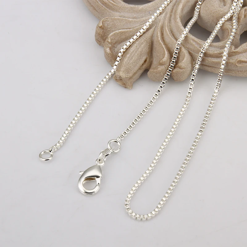 

16-24inch wholesale wedding 1MM Box style chain silver color cute women Men necklace jewelry silver fashion cute necklace C007