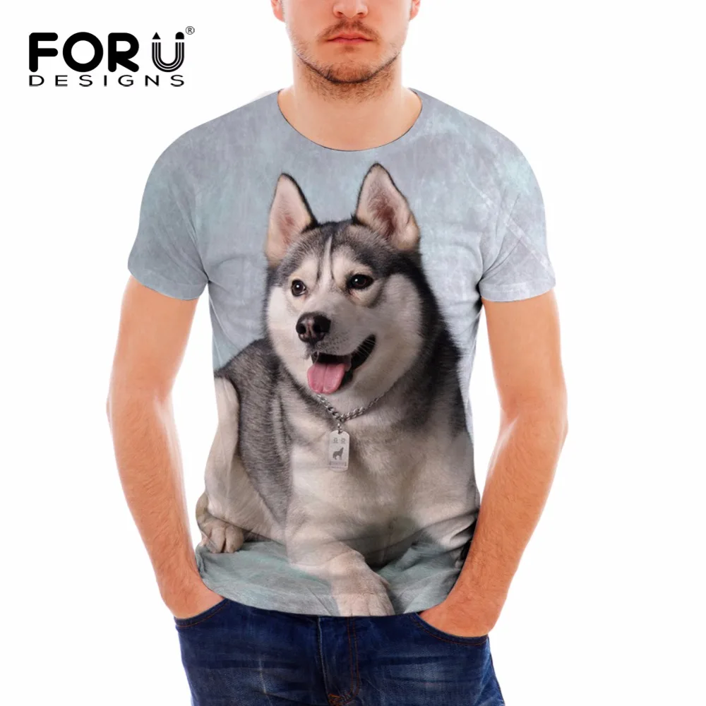 

FORUDESIGNS, классная футболка с изображением собаки хаски, для мужчин и женщин, летние топы, футболки с животным принтом, мужские Модные футболки...